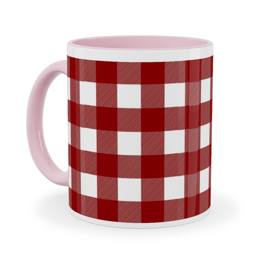 Traditional Red Buffalo Plaid Ceramic Mug, Pink,  , 11oz, Red