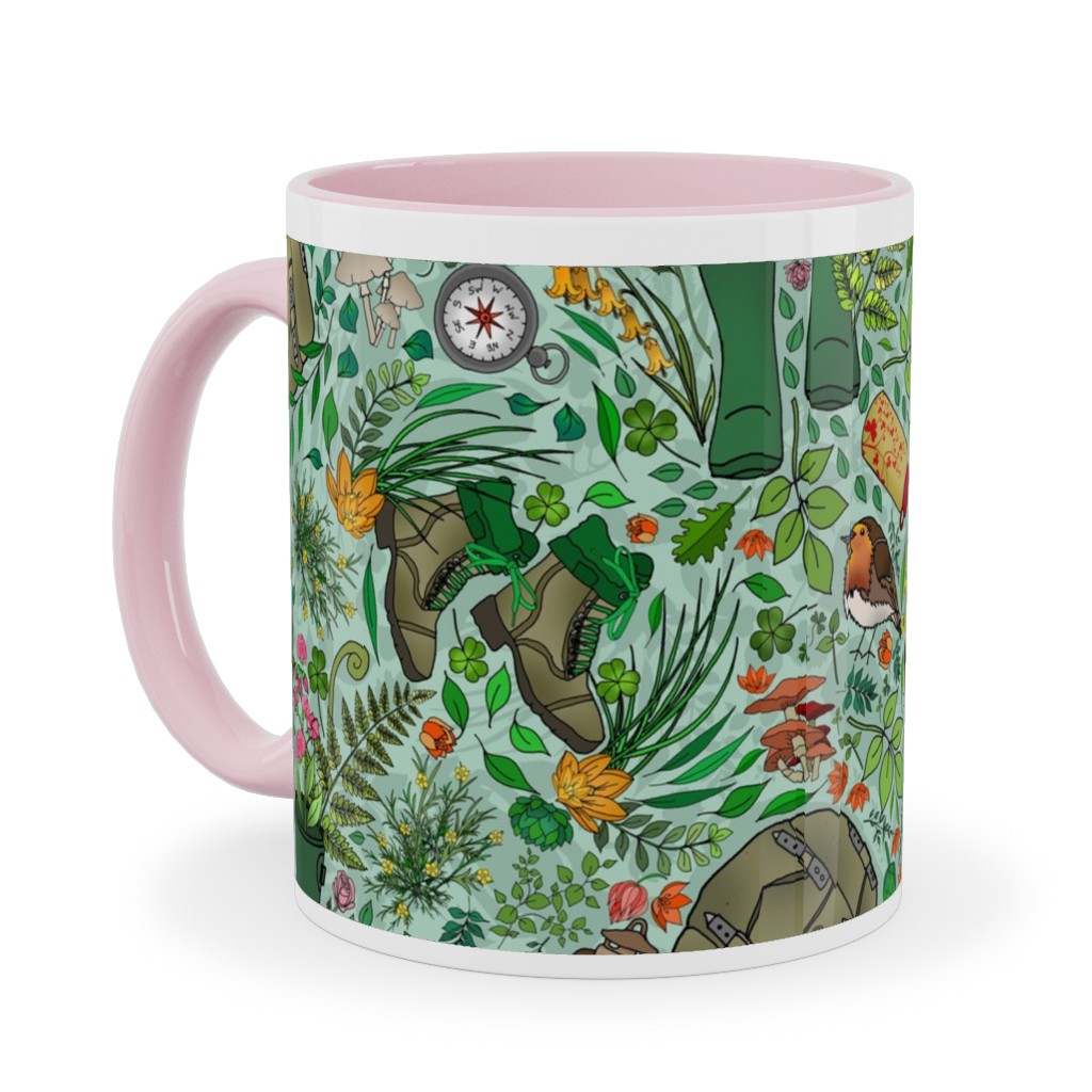 Hike Across the Emerald Isle - Multicolor Ceramic Mug, Pink, , 11oz, Green, Classic Green