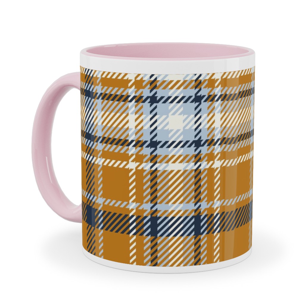 Desert Sun Plaid - Orange Ceramic Mug, Pink, , 11oz, Orange, Orange