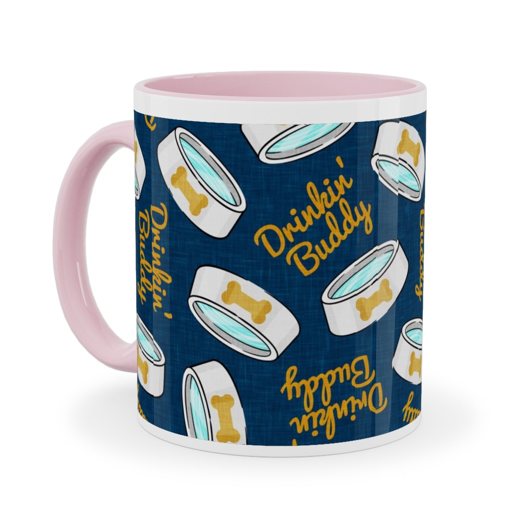 Drinkin' Buddy - Dog - Blue Ceramic Mug, Pink, , 11oz, Blue, True Blue
