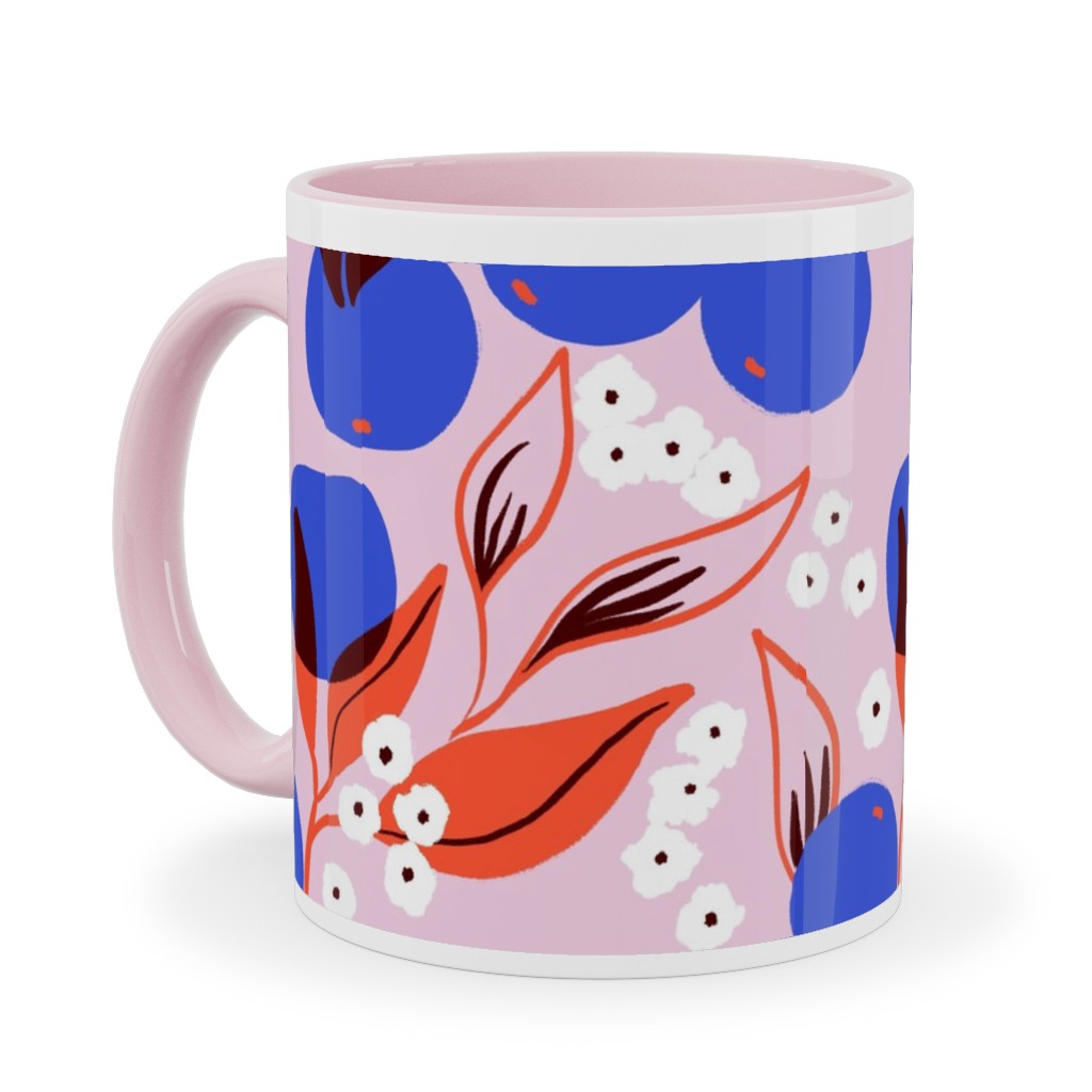 Abstract Fruits and Flowers - Multi Ceramic Mug, Pink, , 11oz, Multicolor