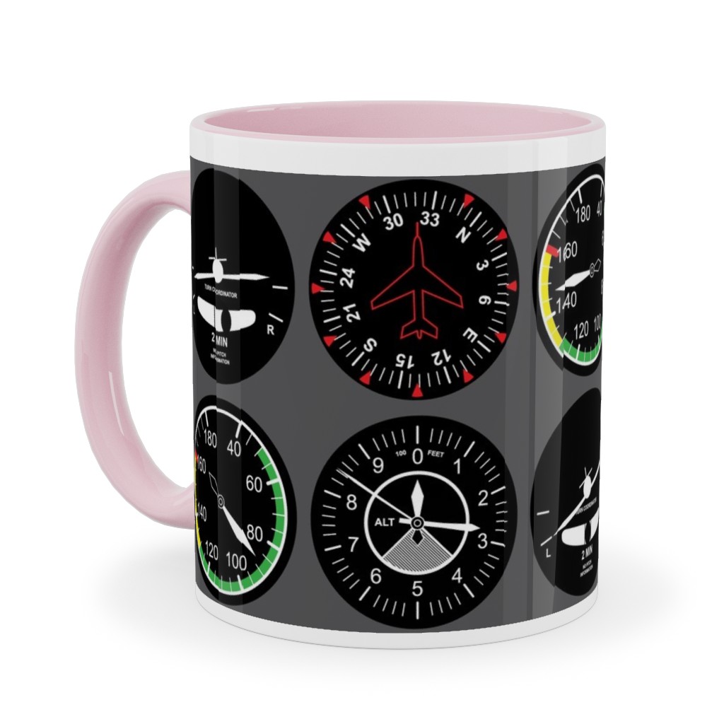 Flight Deck Ceramic Mug, Pink,  , 11oz, Gray