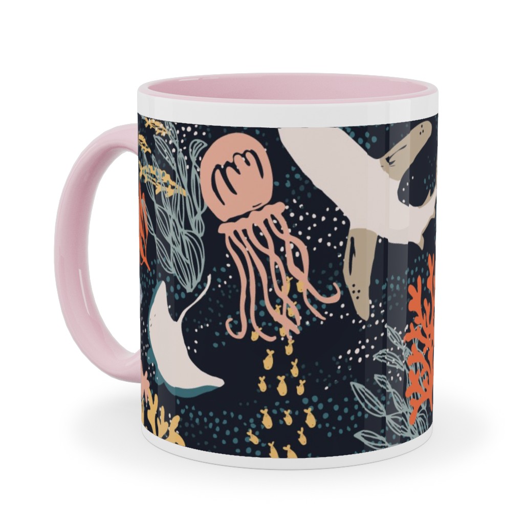 Marine Life - Multicolor Ceramic Mug, Pink, , 11oz, Multicolor