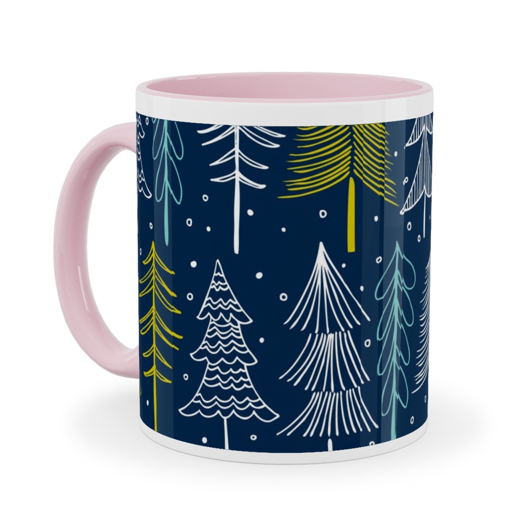 Oh' Christmas Tree Ceramic Mug, Pink, , 11oz, Blue, Silhouette