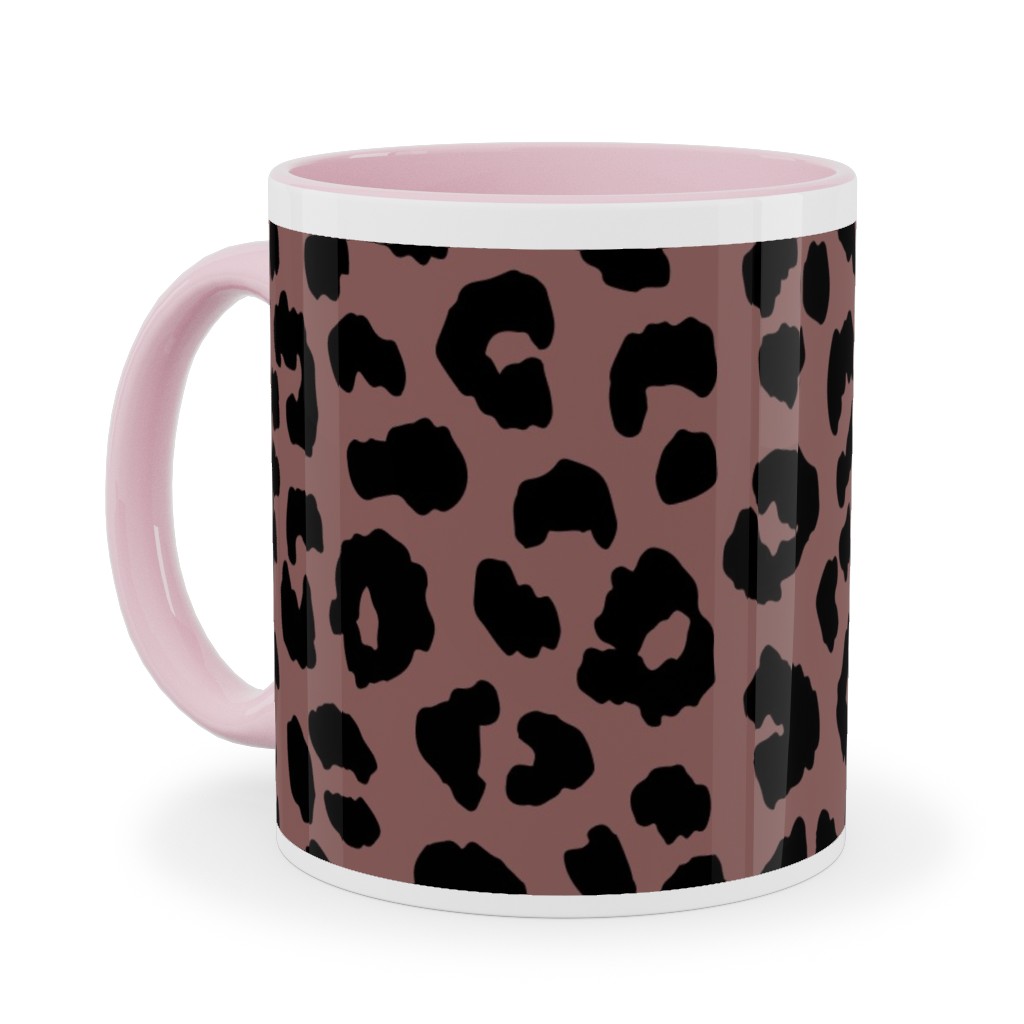 Leopard - Pale Mauve Ceramic Mug, Pink,  , 11oz, Pink