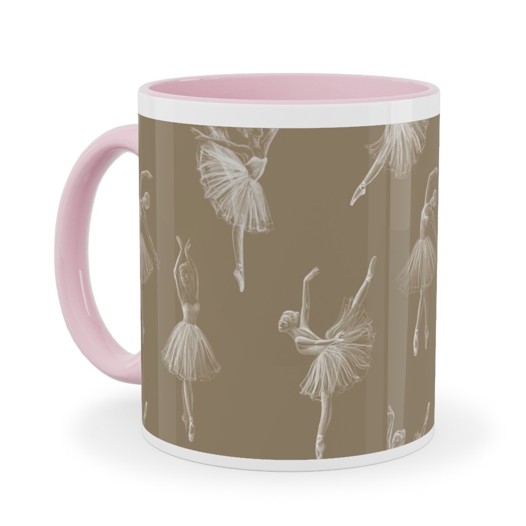 Ballerinas Ceramic Mug, Pink, , 11oz, Brown, Morning Latte