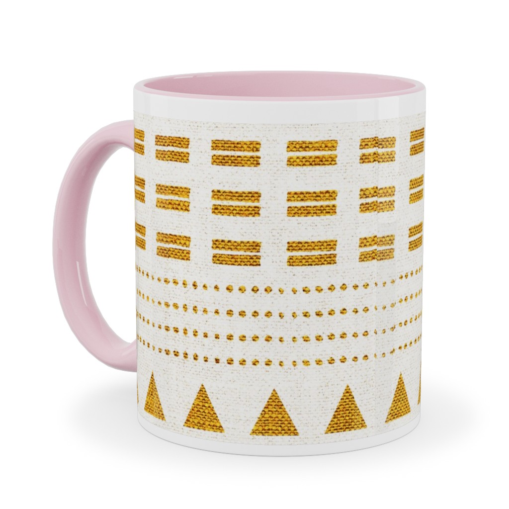 North Boho Stripe - Yellow Ceramic Mug, Pink, , 11oz, Yellow, Classic Yellow
