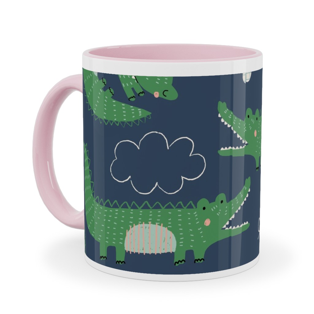 Cute Alligators - Green Ceramic Mug, Pink, , 11oz, Green, Classic Green