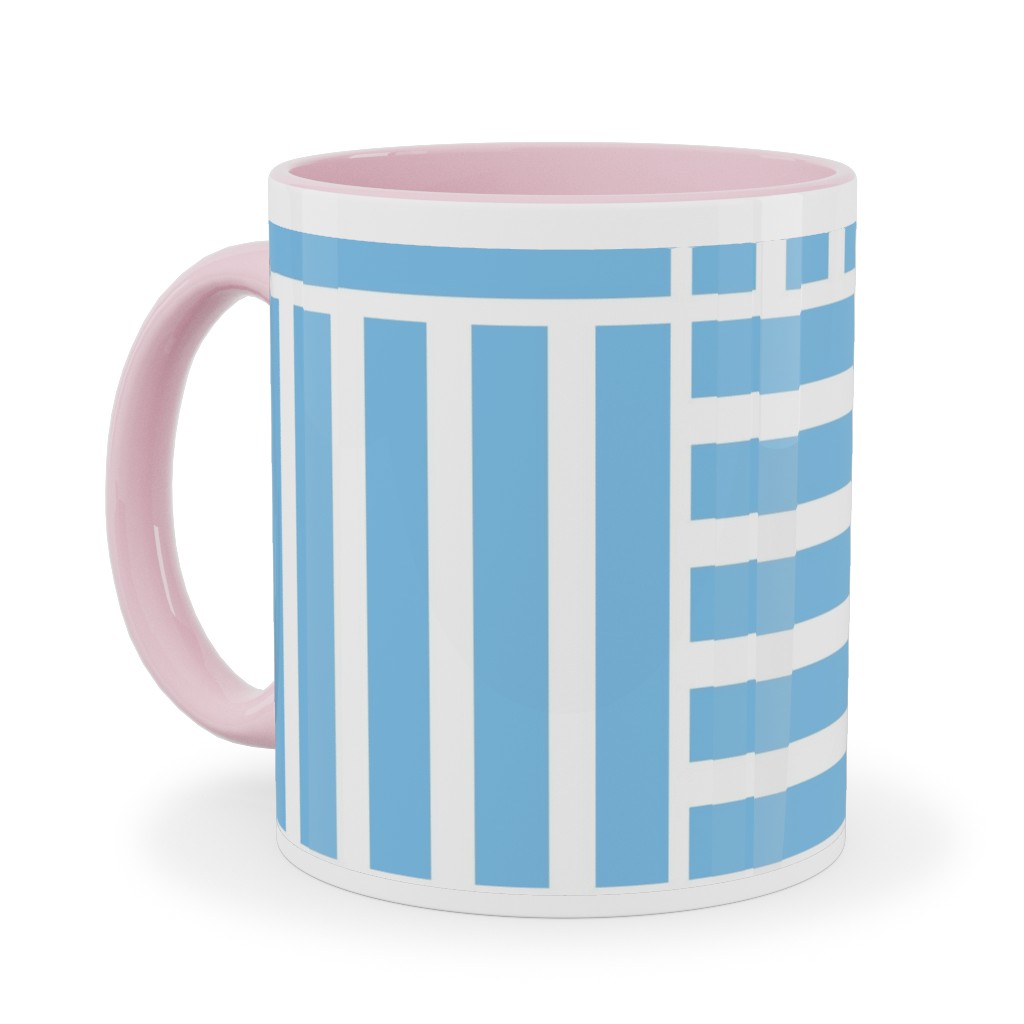 South Beach Stripe - Neptune Ceramic Mug, Pink, , 11oz, Blue, True Blue