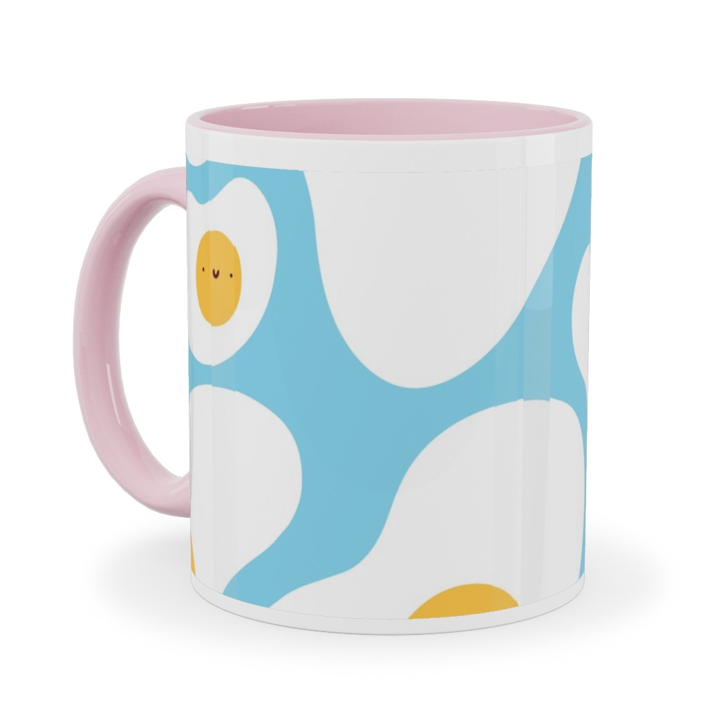Cute Fried Eggs - Blue Ceramic Mug, Pink,  , 11oz, Blue