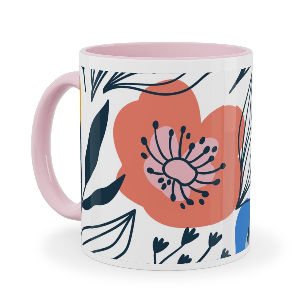 Colorful Flowers - Multi Ceramic Mug, Pink,  , 11oz, Multicolor