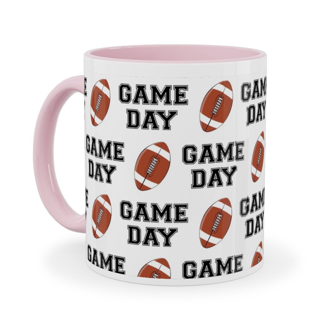 Game Day - College Football - Black and White Ceramic Mug, Pink, , 11oz, Brown, Brown