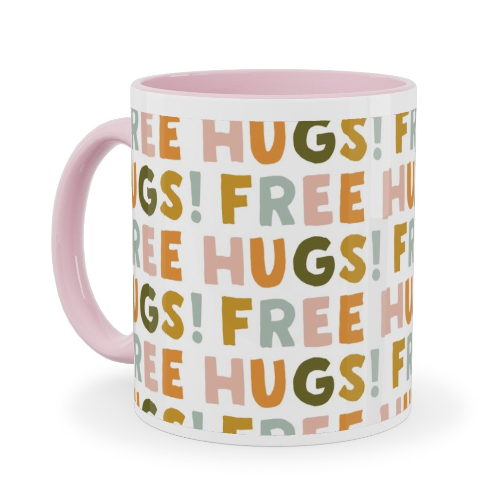 Free Hugs! - Multi Warm Ceramic Mug, Pink,  , 11oz, Multicolor