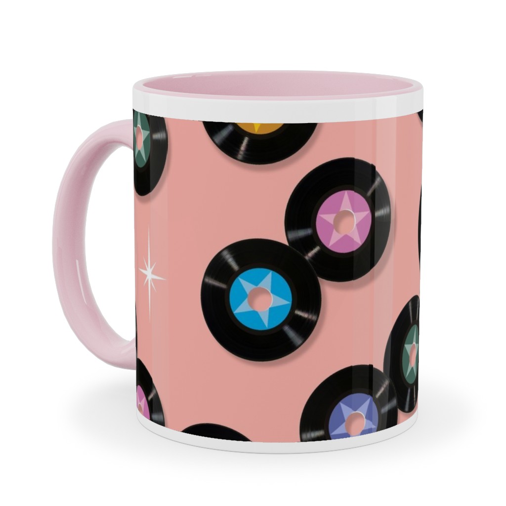 Pop Star Vintage Vinyl Records Ceramic Mug, Pink,  , 11oz, Pink