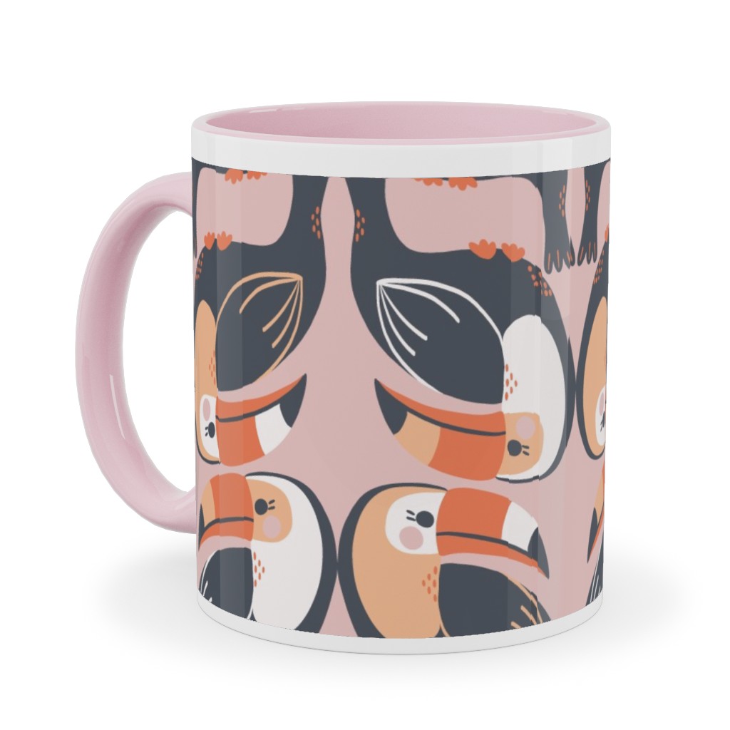 Toucan Stack - Pink Ceramic Mug, Pink, , 11oz, Pink, Bright Pink