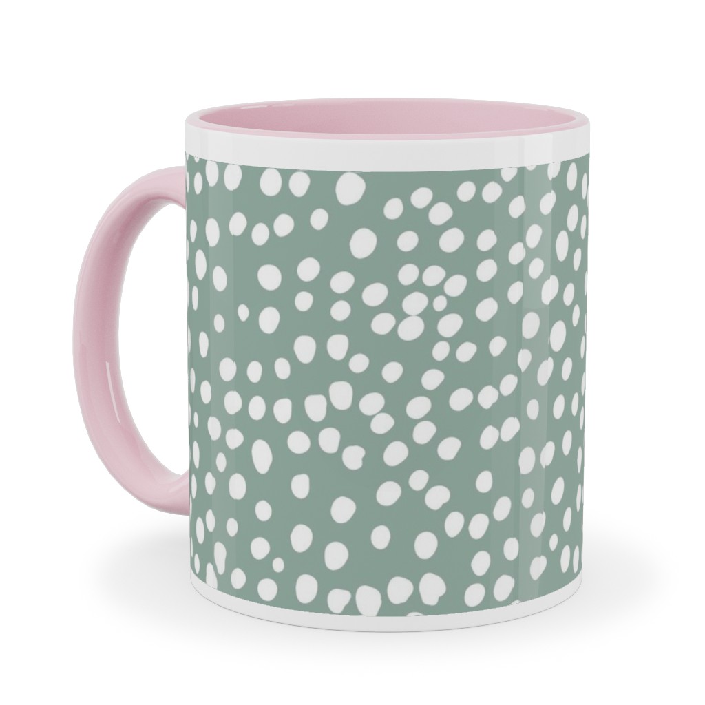 Cheetah - Sage Green Ceramic Mug, Pink,  , 11oz, Green