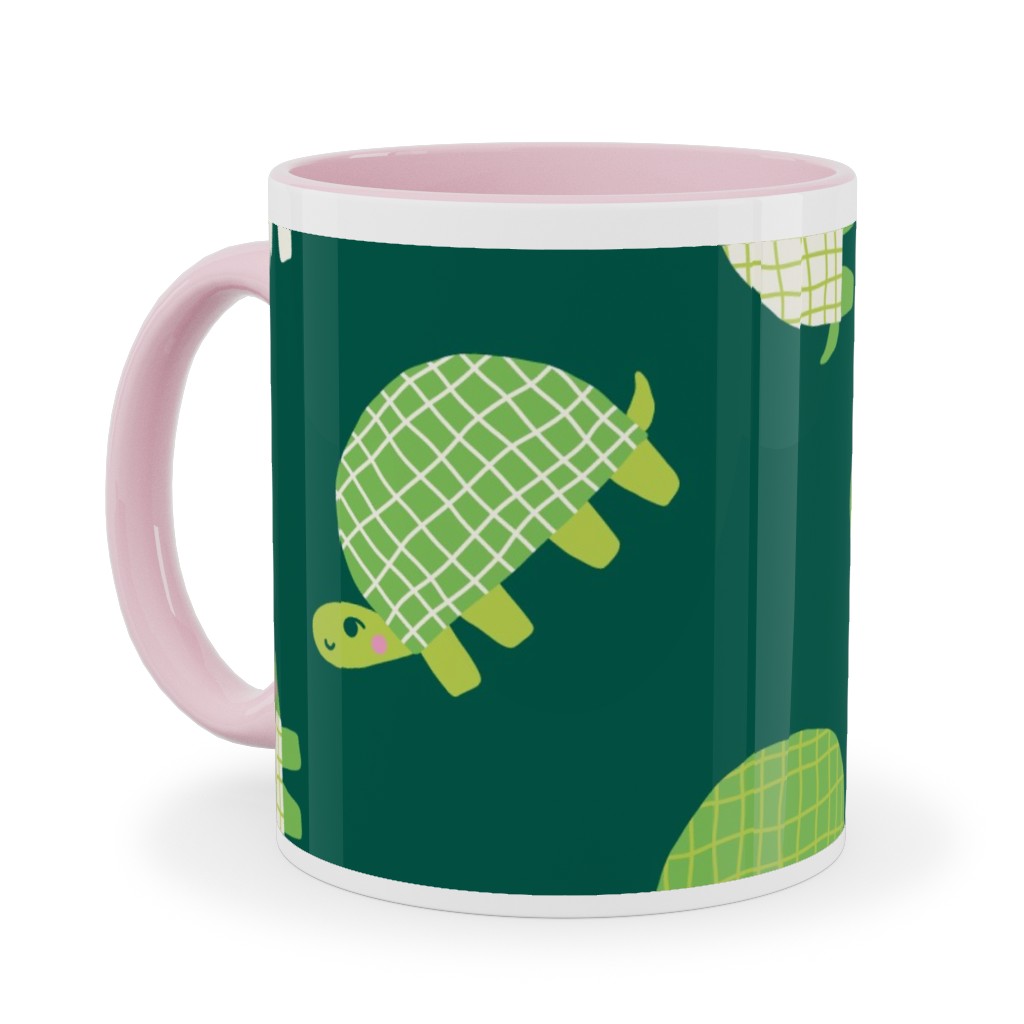 Turtles - Green Ceramic Mug, Pink, , 11oz, Green, Classic Green