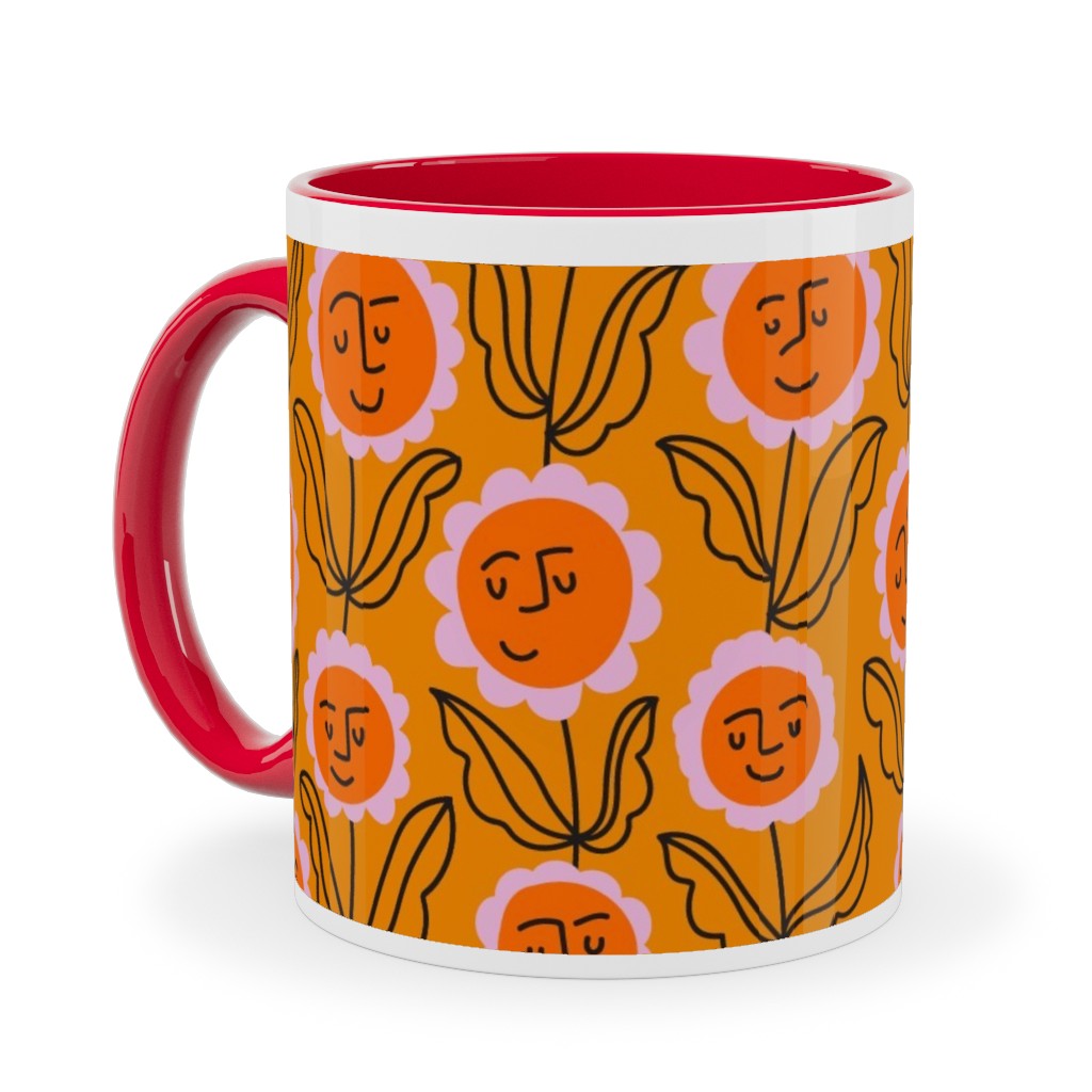 Happy Marigold Vine - Orange Ceramic Mug, Red,  , 11oz, Orange