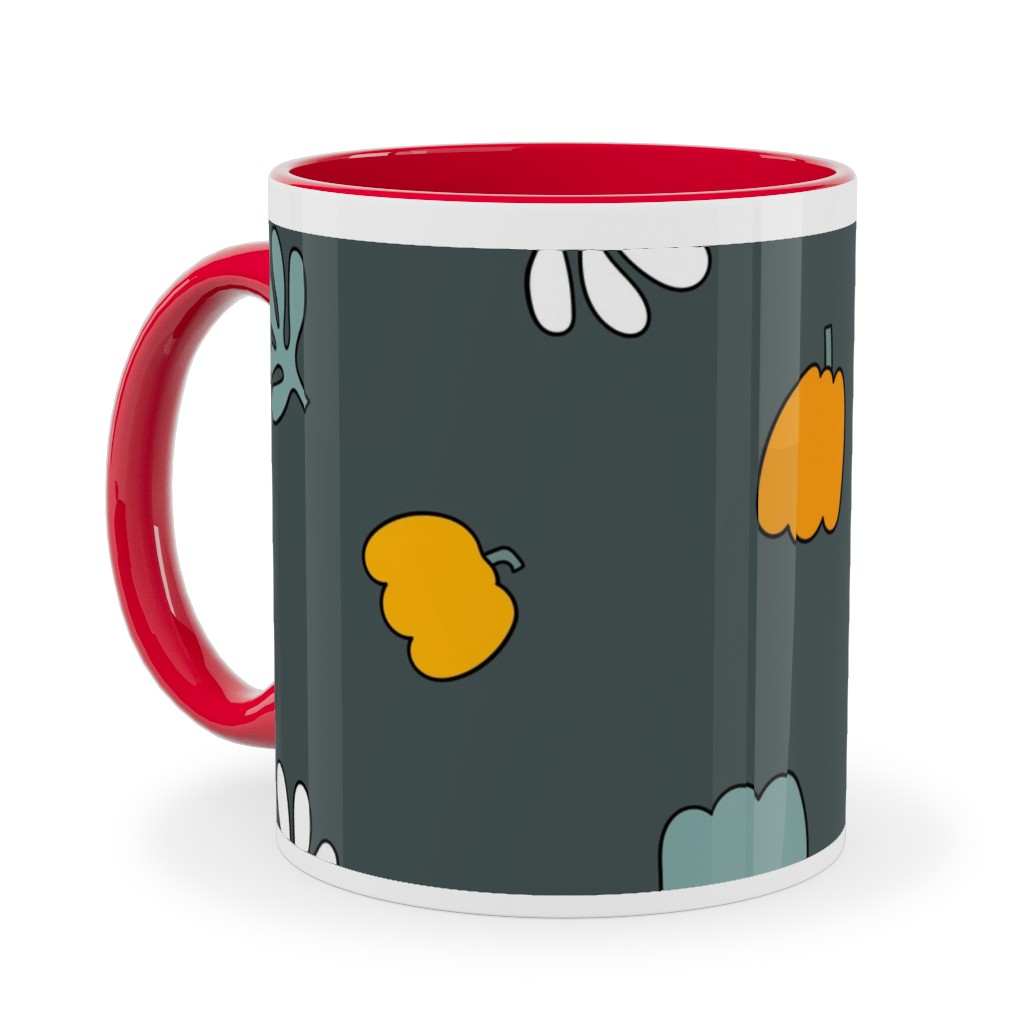 Autumn Harvest Vegetables - Dark Ceramic Mug, Red, , 11oz, Green, Classic Green