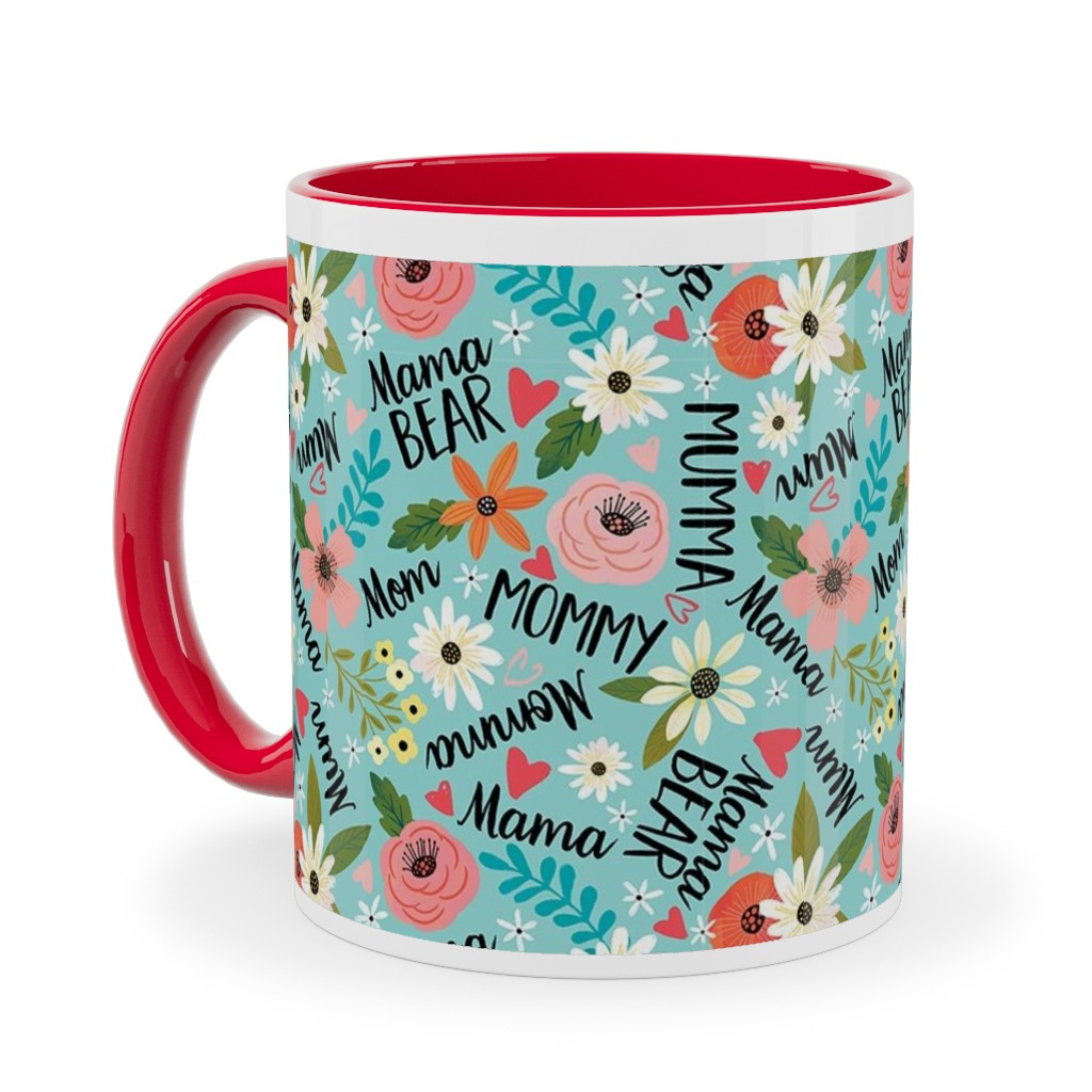 Mom's the Word - Multi on Blue Ceramic Mug, Red, , 11oz, Blue, True Blue