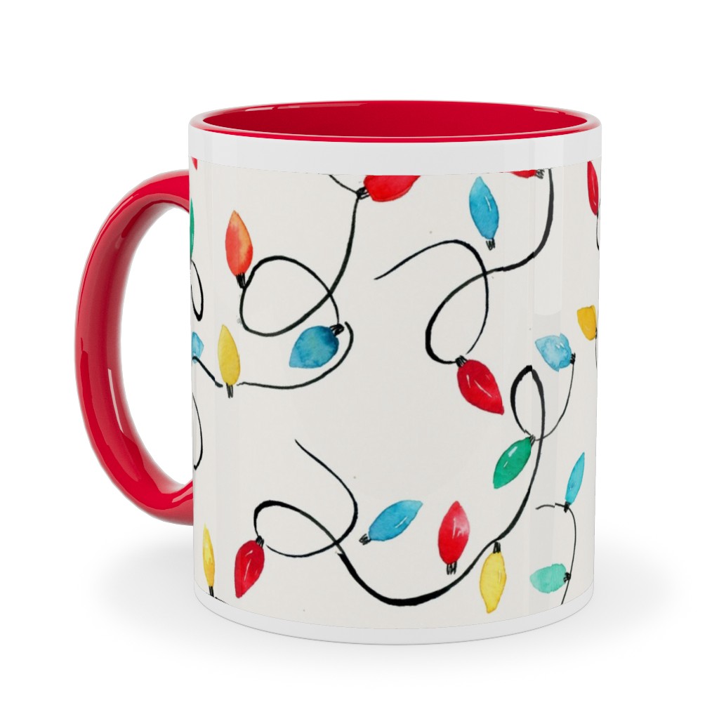 Christmas Lights Decoration - Multi Ceramic Mug, Red, , 11oz, Multicolor