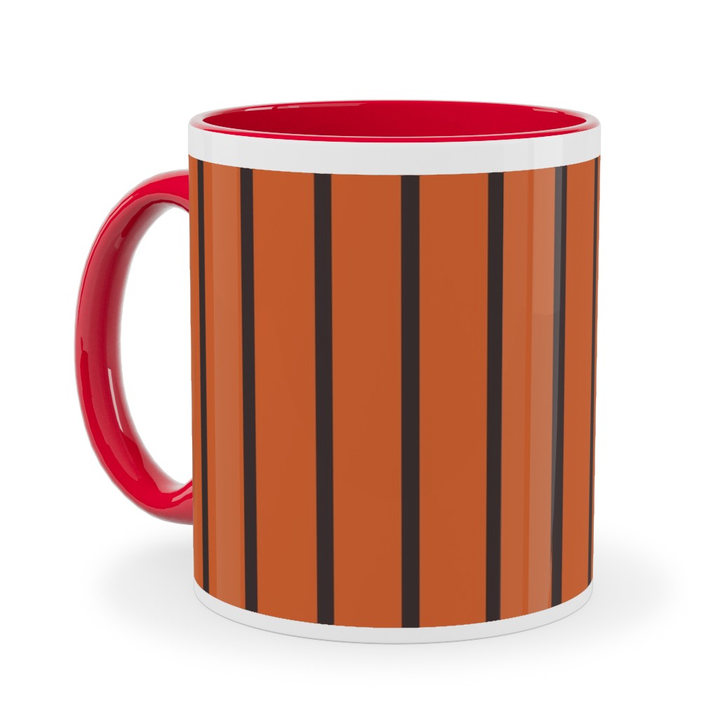 Halloween Stripes Ceramic Mug, Red, , 11oz, Orange, Fawn