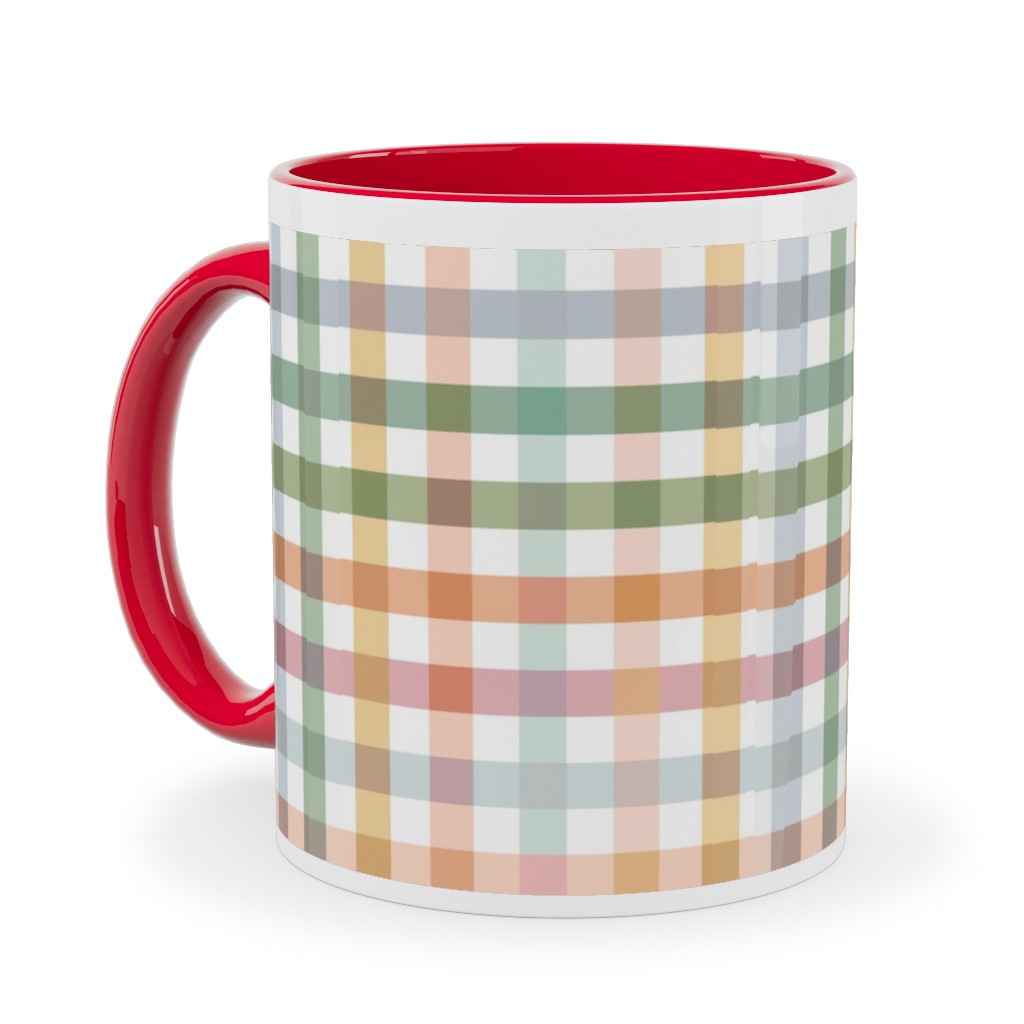 Gingham Picnic Cottagecore Summer - Multi Ceramic Mug, Red, , 11oz, Multicolor