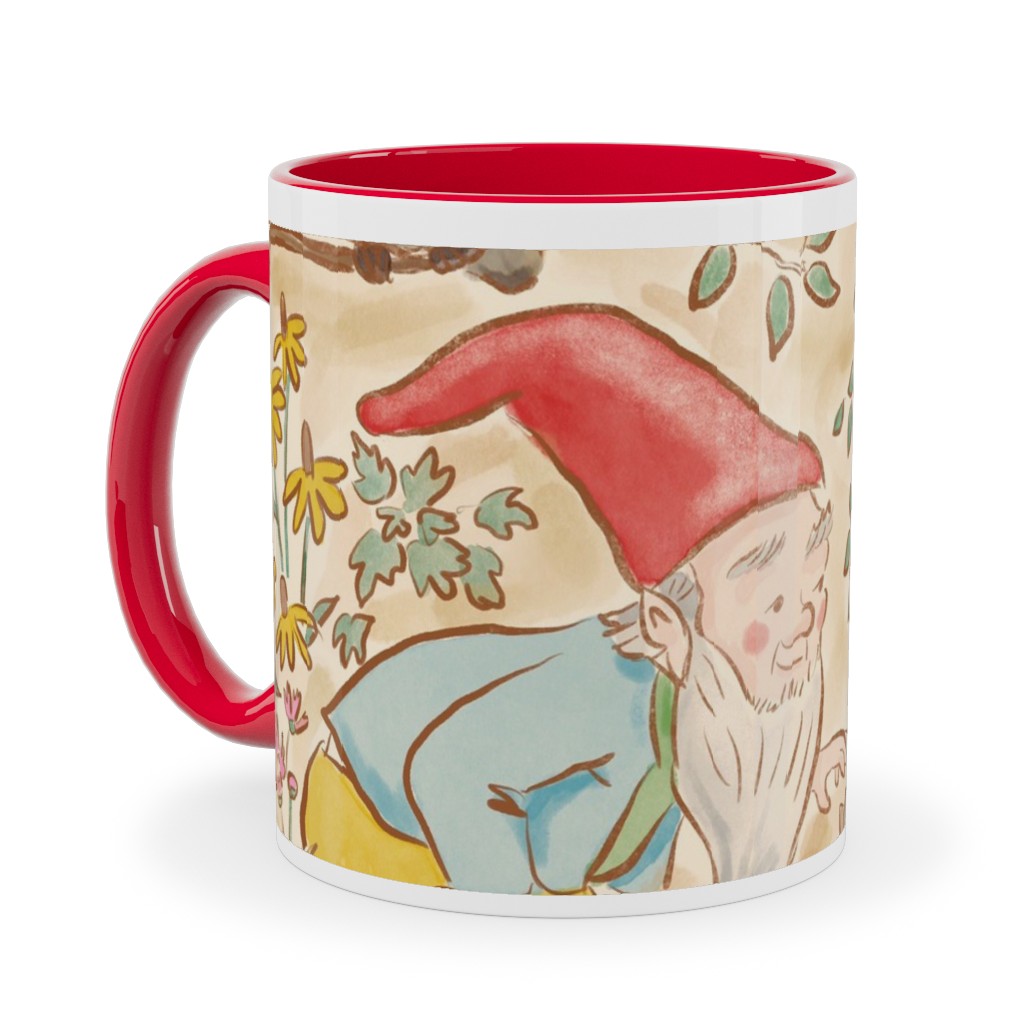 Woodland Gnomes - Multi Ceramic Mug, Red,  , 11oz, Beige