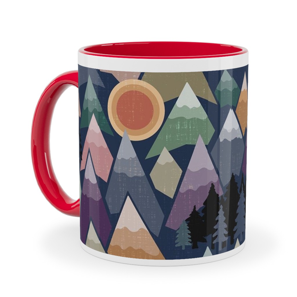the Mountains Are Calling - Colourful Ceramic Mug, Red,  , 11oz, Multicolor