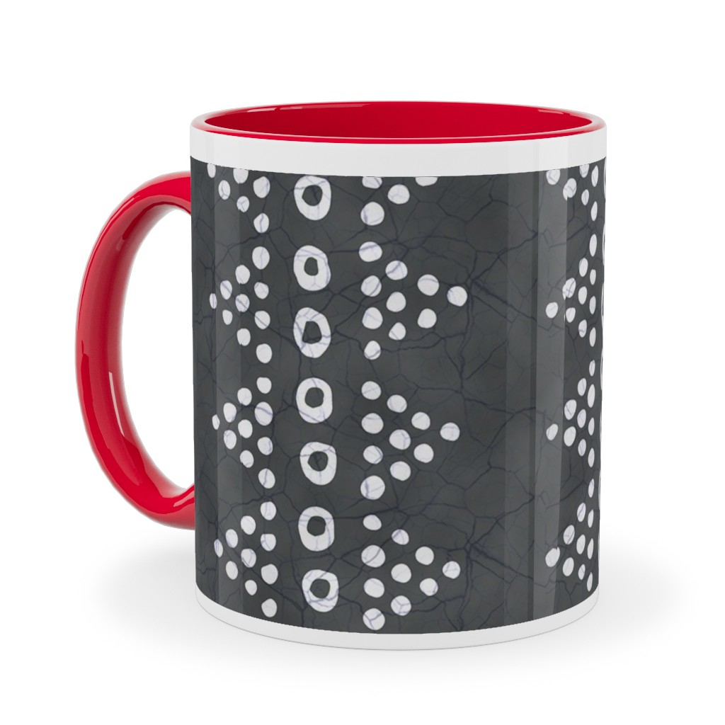 Batik Triangle Stripe - Earth Smoke Ceramic Mug, Red,  , 11oz, Gray