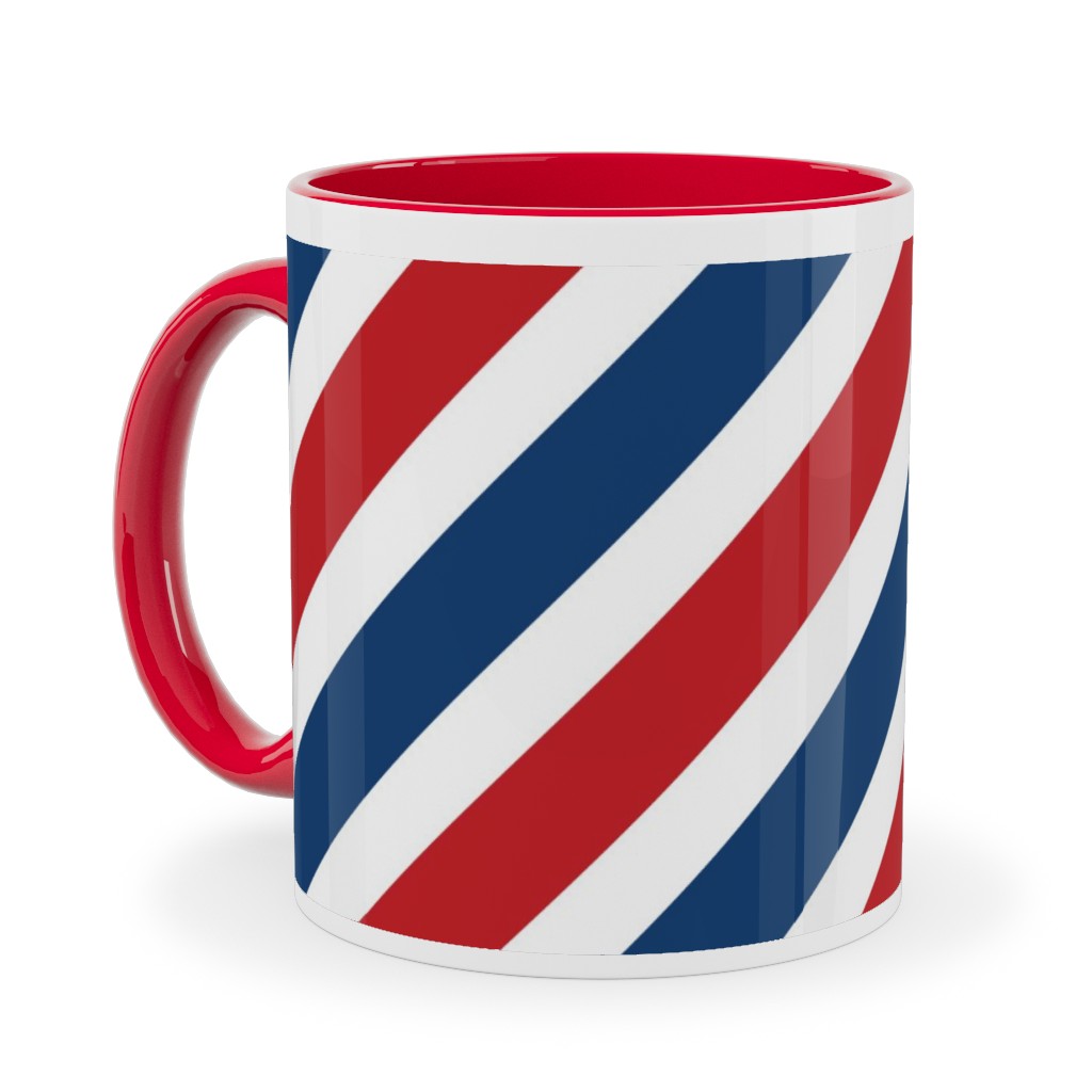 American Stripes Diagonal - Multi Ceramic Mug, Red, , 11oz, Multicolor