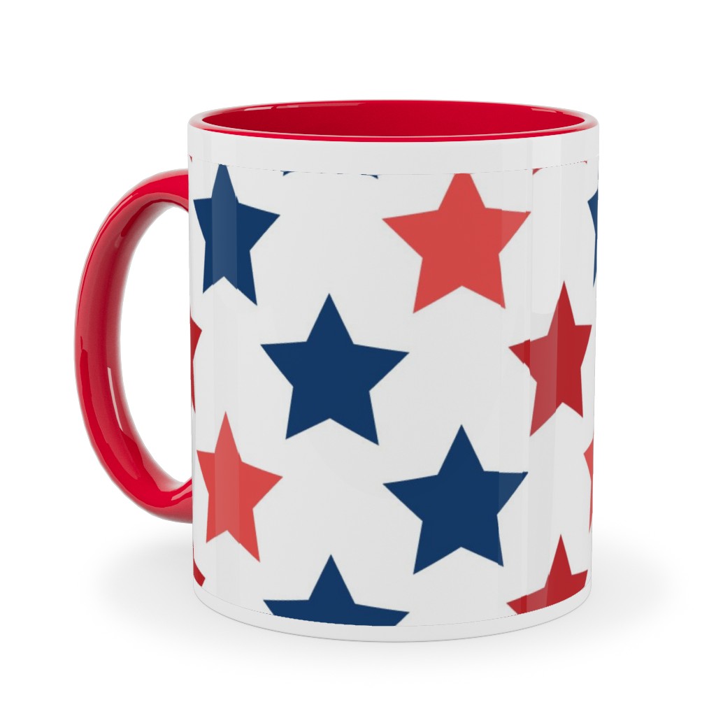 American Stars Ceramic Mug, Red,  , 11oz, Multicolor