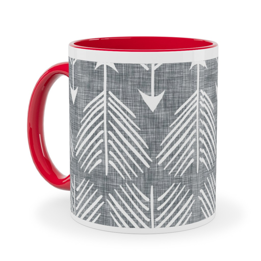 Django Arrows Ceramic Mug, Red,  , 11oz, Gray