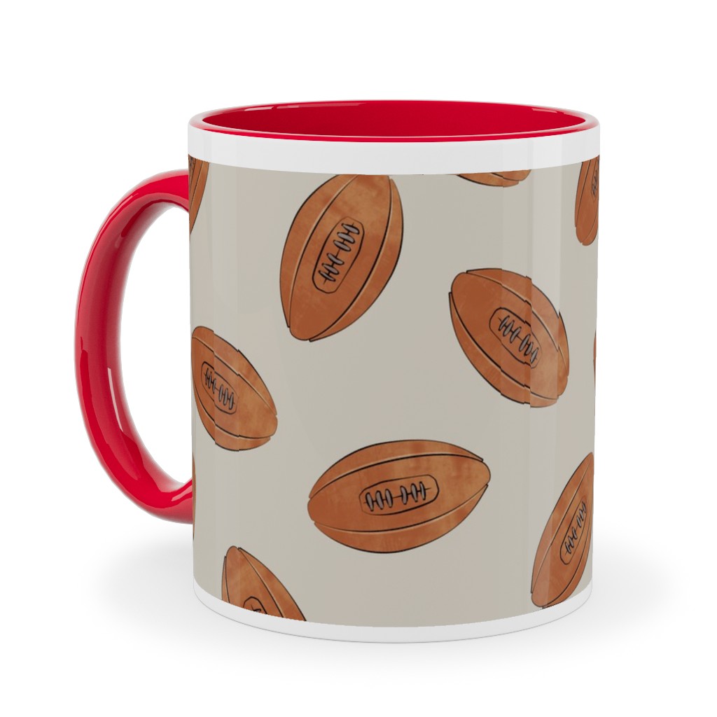 Vintage Football Ceramic Mug, Red,  , 11oz, Brown