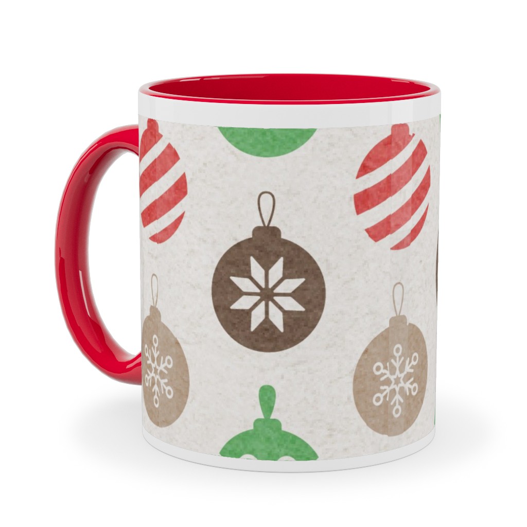Christmas Ornaments Ceramic Mug, Red,  , 11oz, Multicolor