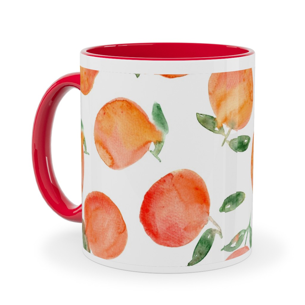 Watercolor Oranges - Orange Ceramic Mug, Red, , 11oz, Orange, Orange