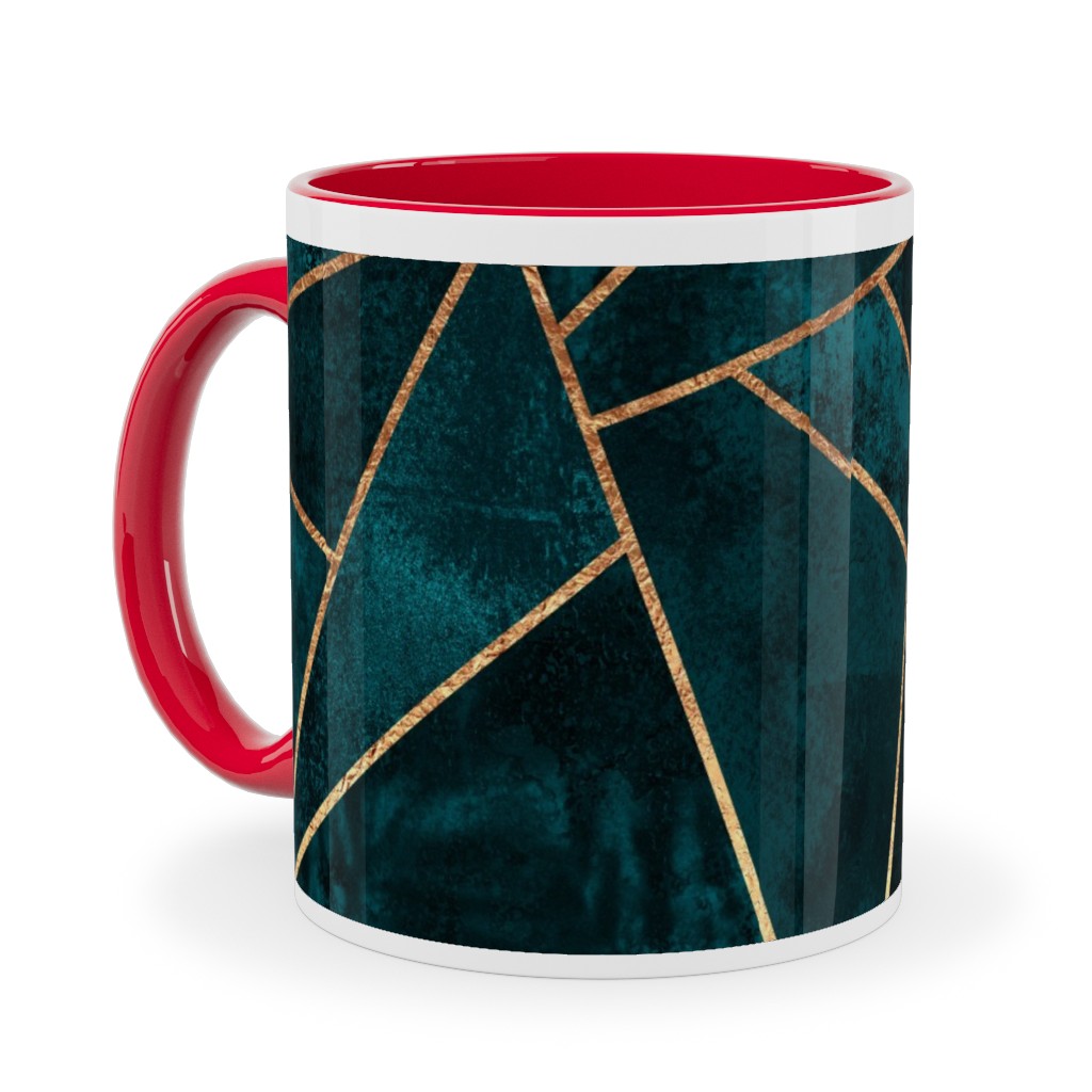 Stone - Deep Teal Ceramic Mug, Red, , 11oz, Green, Classic Green