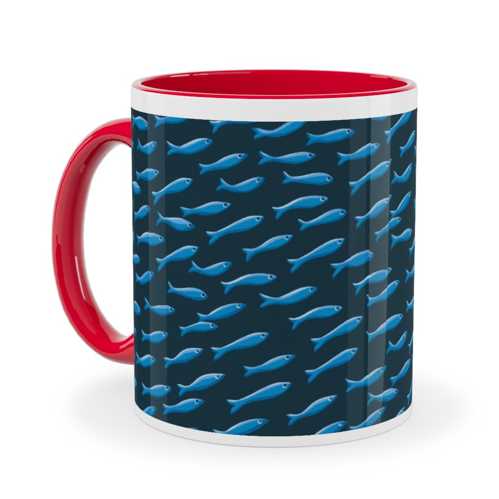 Blues and Shoal Ceramic Mug, Red,  , 11oz, Blue