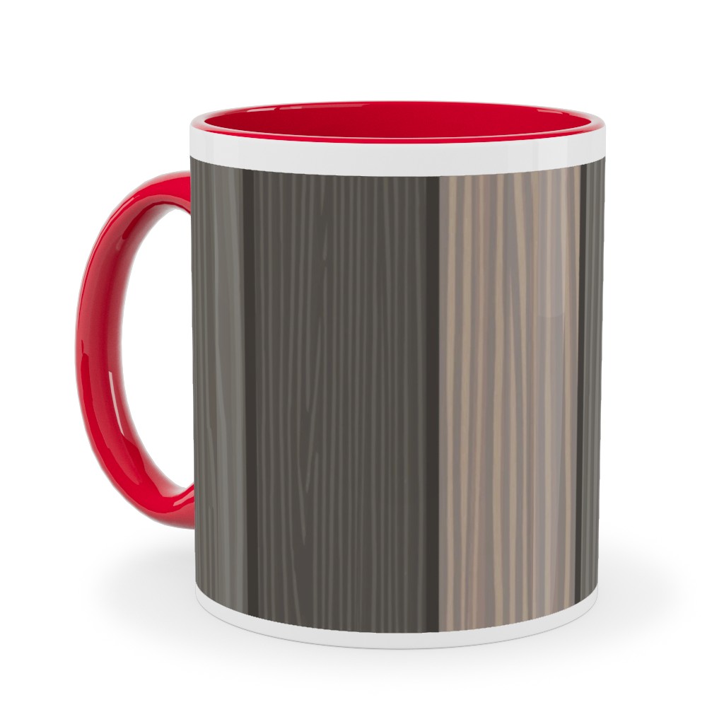 Old Wood Planks Driftwood - Brown Ceramic Mug, Red, , 11oz, Brown, Brown