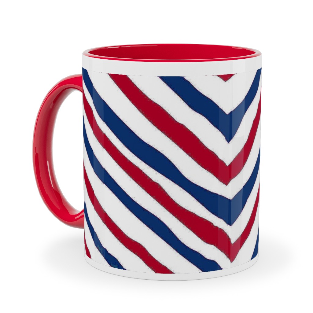 Patriots Chevron Zig Zag - Navy, Red Ceramic Mug, Red,  , 11oz, Multicolor