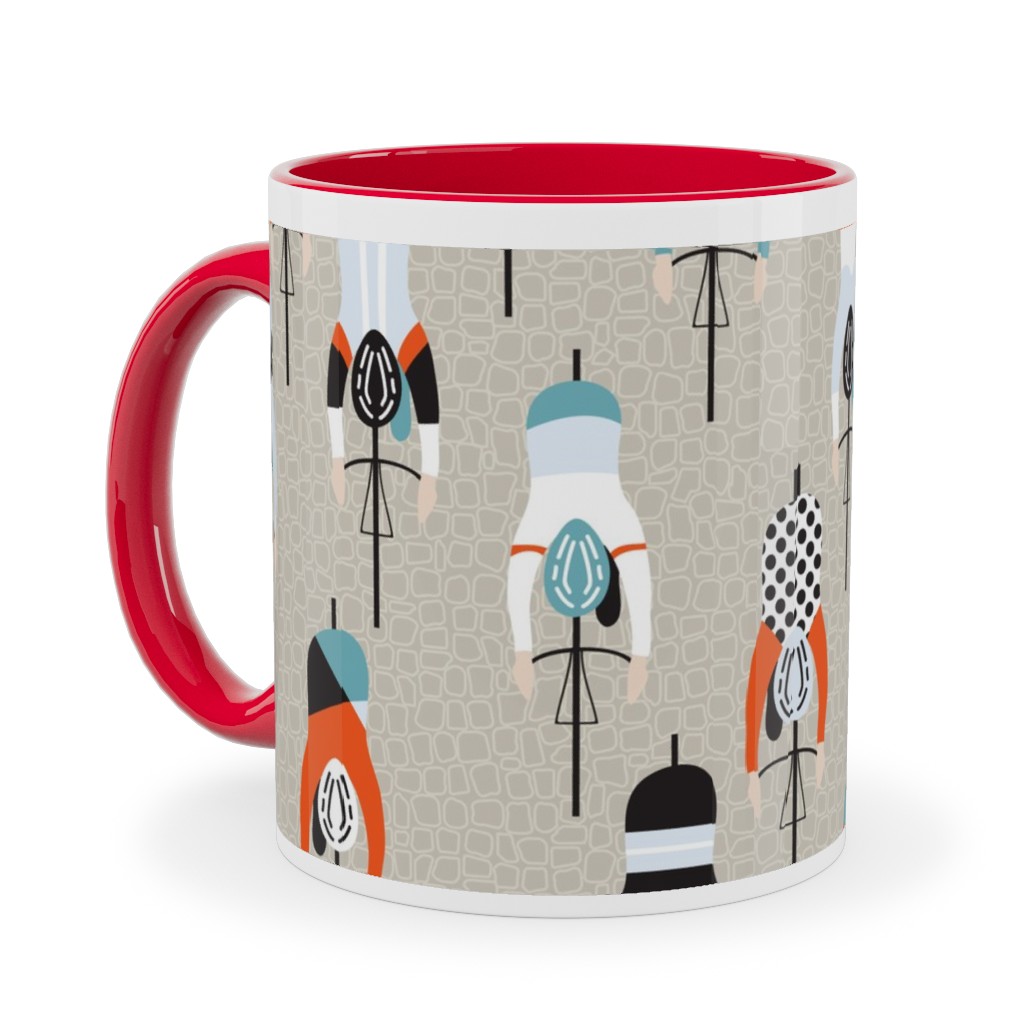 Cycling - Multicolor Ceramic Mug, Red,  , 11oz, Beige