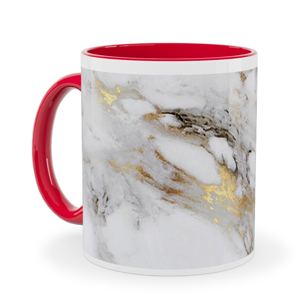 Gilded Marble - Gray Ceramic Mug, Red,  , 11oz, Gray