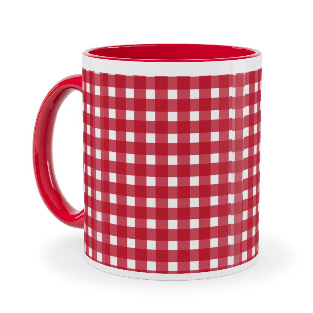 Classic Gingham - Red Ceramic Mug, Red, , 11oz, Red, Red