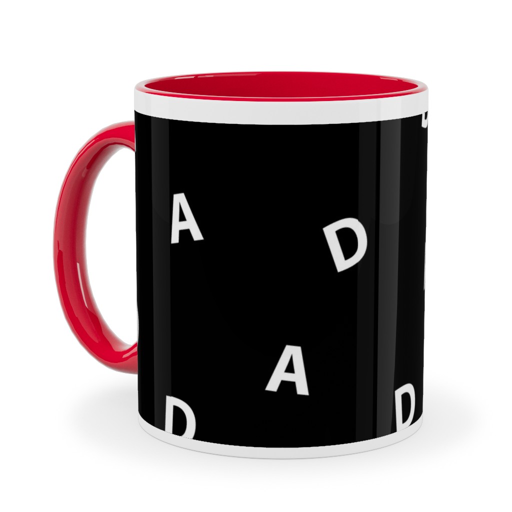 Sweet Dad Typography - Black and White Ceramic Mug, Red, , 11oz, Black, Black