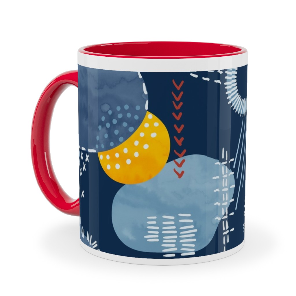 Shashiko Spring Clouds - Blue Ceramic Mug, Red, , 11oz, Blue, True Blue