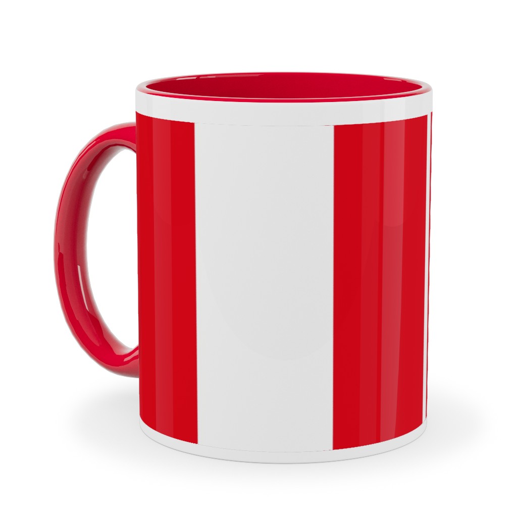 Turkish Stripes Vertical- Canada Day - Red and White Ceramic Mug, Red, , 11oz, Red, Red