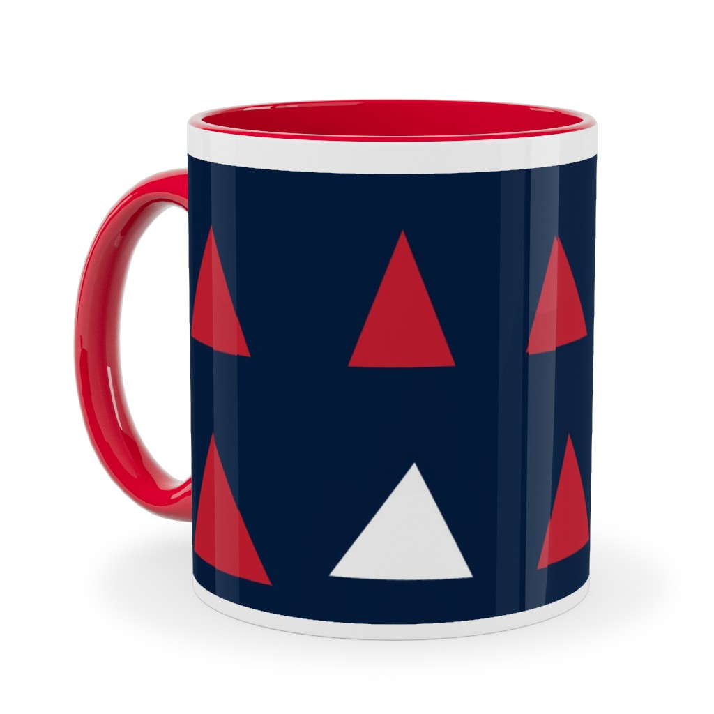 Triangles - Red White and Blue Ceramic Mug, Red, , 11oz, Blue, True Blue
