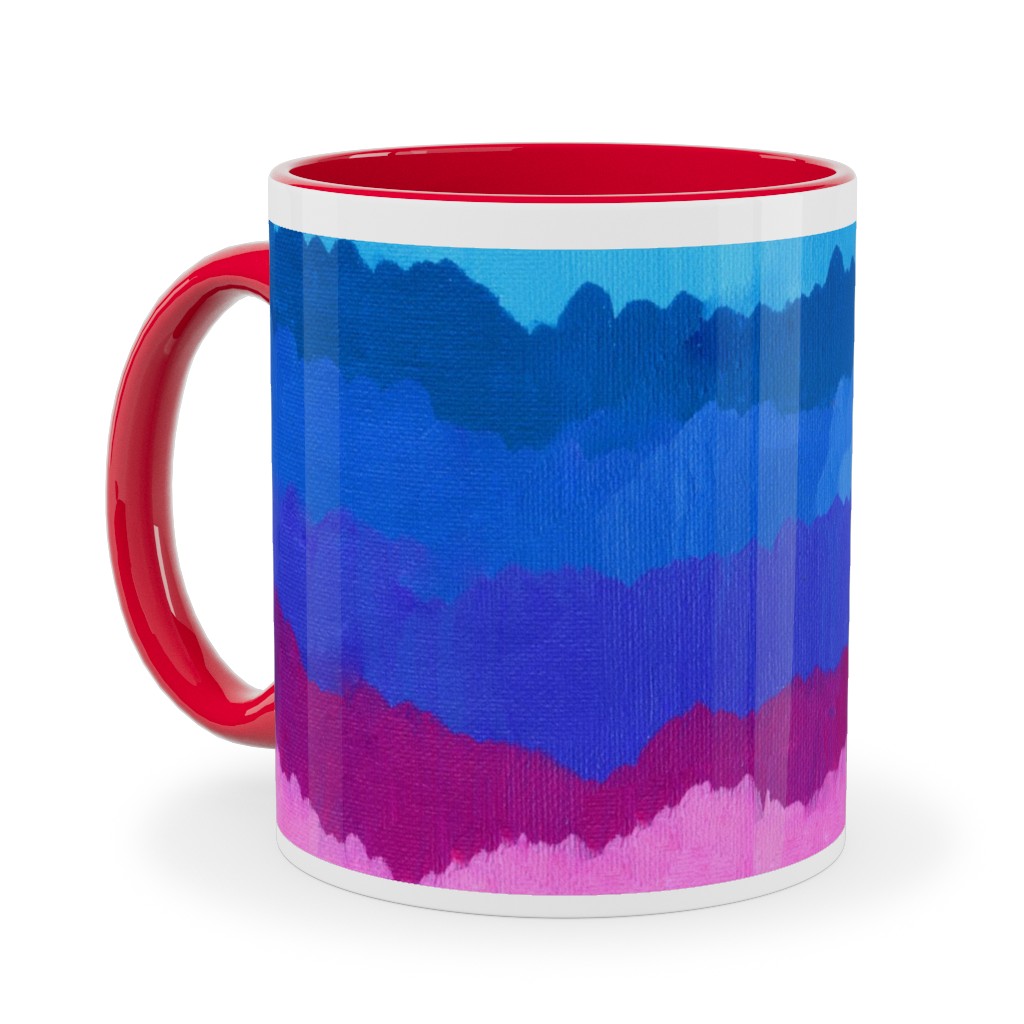Rainbow Acrylic Waves Ceramic Mug, Red, , 11oz, Multicolor