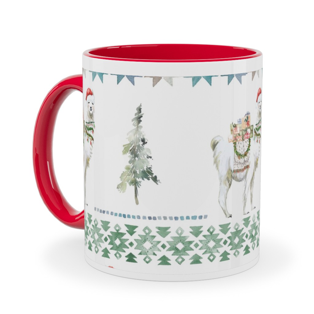 Christmas Llama Sweater Print - Multi Ceramic Mug, Red, , 11oz, Multicolor