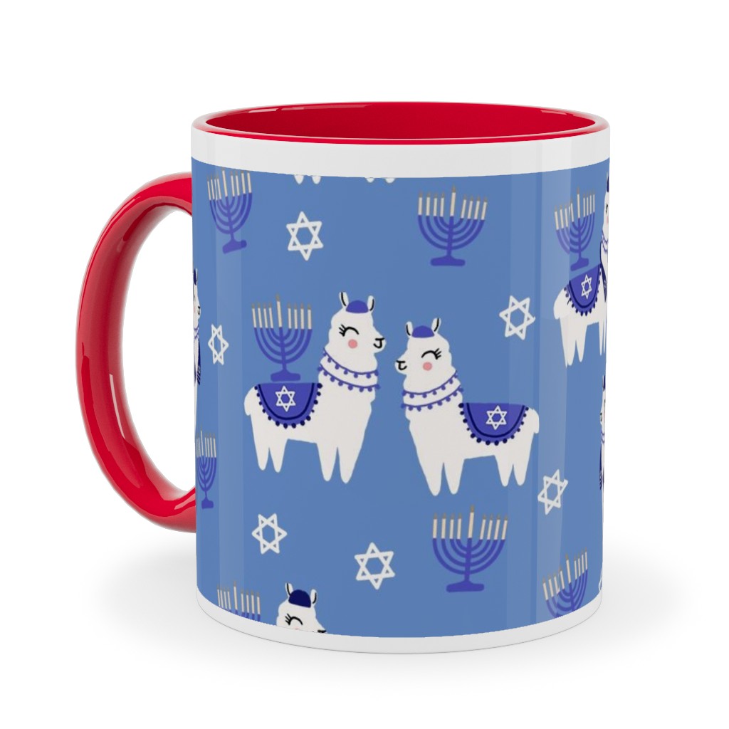 Llamakah - Blue Ceramic Mug, Red,  , 11oz, Blue